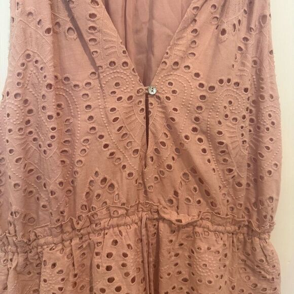 Spell & The Gypsy Pink Eyelet Tiered Halter Mini Dress Size S - Picture 7 of 10